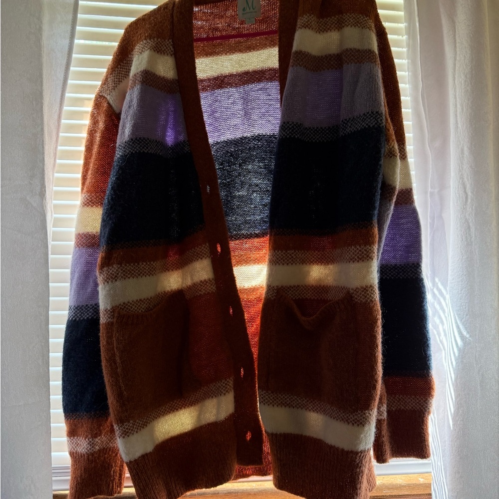 Acne Studios MercariBrown and blue and cream Striped Multicolor Cardigan Sweater